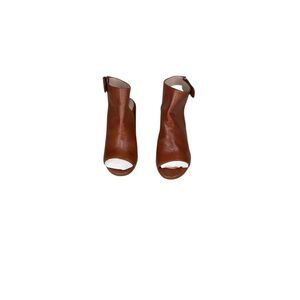 STUART WEITZMAN Tan SLINGBACK PEEP-TOE HEEL BOOTIES 8 M